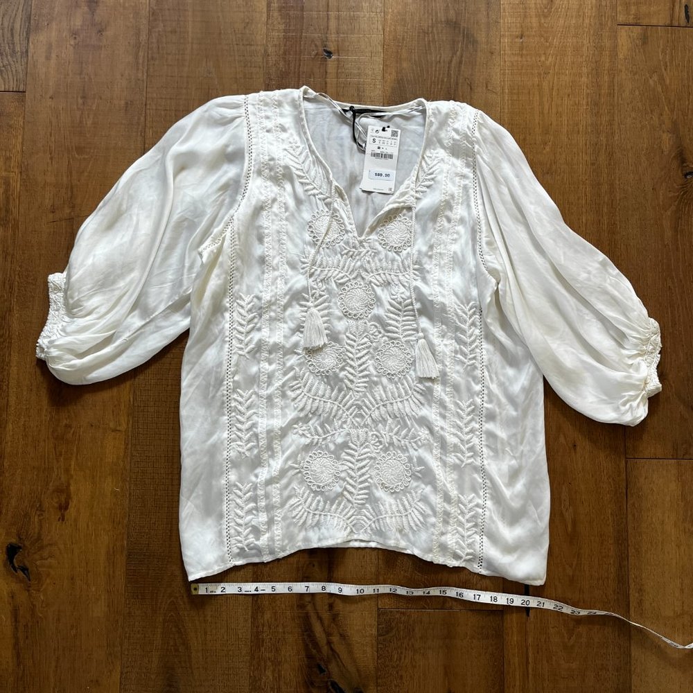 "The Long Embroidered Blouse" by Zara Woman